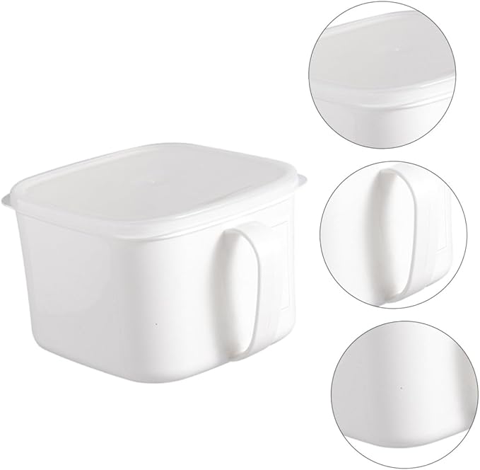 2pcs Large White Food Storage Containers with Handles and Labels, Plastic Airtight Fridge Fresh-keeping Boxes for Fruits, Cereals, Dry Food Organization