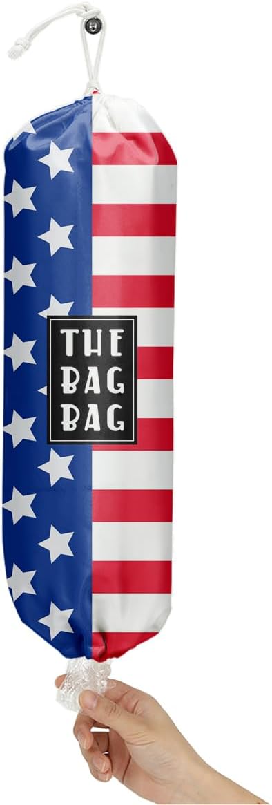 Plastic Bag Holder, Reusable And Washable flag style Plastic Bag Holders for Home Kitchen Travelling Camping Beach Decor, use 1 Pack,American flag Pattern
