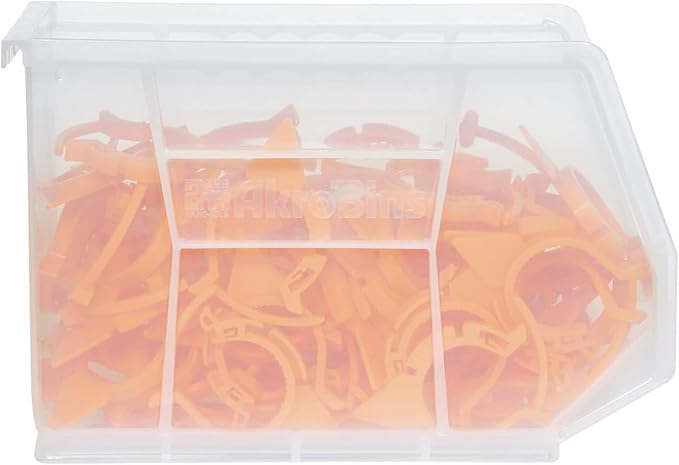 Akro-Mils 30239 AkroBins Plastic Storage Bins, Space-Saving Stackable Bins for Garage, Pantry, Craft Organization, 11-" x 8-" x 7-", Red, 6-Pack