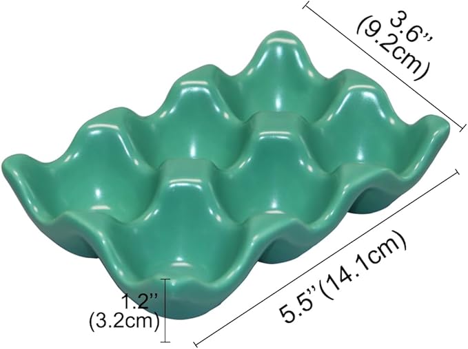 Ceramic Egg Holder Egg Tray Porcelain Fresh Egg Holder for Fridge Countertop Kitchen Storage Half Dozen 6 Cups