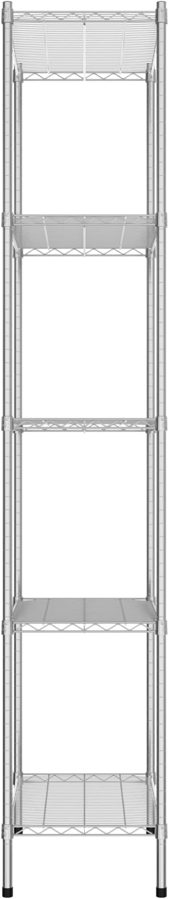 Commercial NSF Listed Chrome Stationary Wire Shelving Kit 18" x 30" x 96", with 5 Shelves Perfect for Warehouse, Walk-in Refrigerator, Freezer, Grocery Store, Restaurant, Dishroom