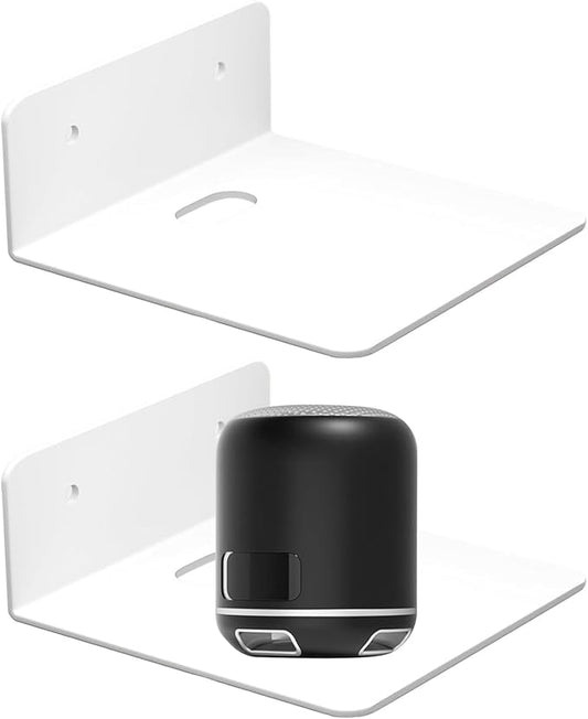 Speaker Shelf Wall Mount – Functional, 2 Pieces Small, Floating Adhesive Home Shelves, Bedroom Living Room Bathroom Kitchen | Bedroom Living Room Bathroom Kitchen Nursery Monitor Speaker