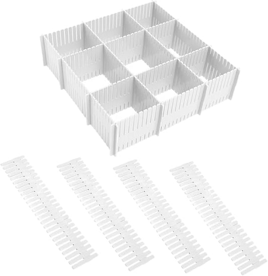VILLCASE 12pcs Adjustable Plastic Drawer Dividers for Organizing Freely Compartments for Socks Underwear and Towels