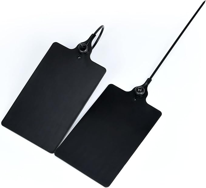 LeadSeals 100 Black Plastic Tags Shipping Tags Water Proof Tags for Labeling Shipping Labels Security Seals Writable Marker Ties Hanging Tags Storage Tag with One Marker Pen, 252*58 mm