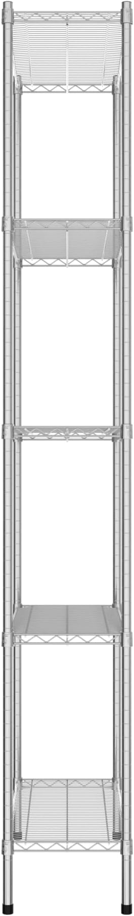 Commercial NSF Listed Chrome Stationary Wire Shelving Kit 14" x 36" x 96", with 5 Shelves Perfect for Warehouse, Walk-in Refrigerator, Freezer, Grocery Store, Restaurant, Dishroom