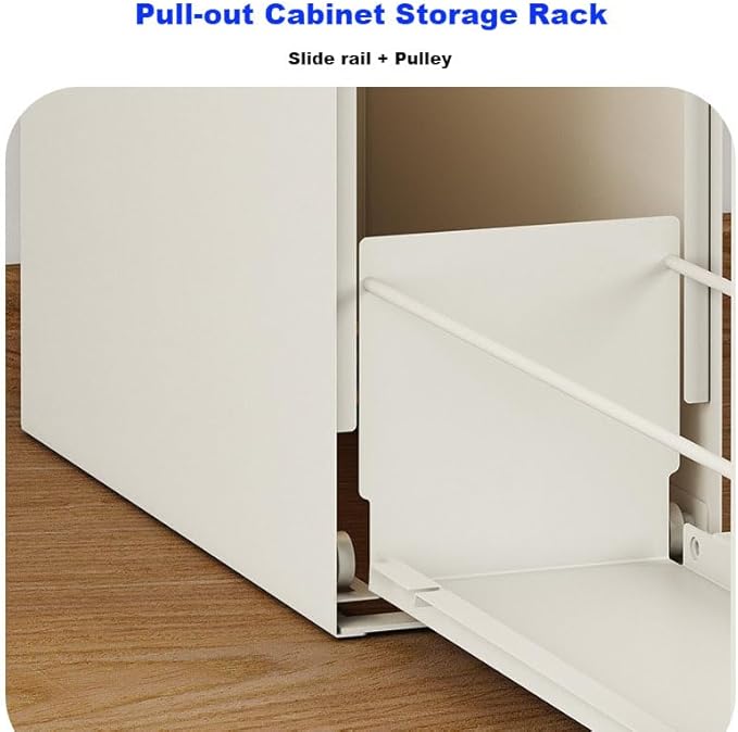 Saiveina Pull Out Spice Rack Organizer – 3 Tier Sliding Drawer, No Assembly Steel Kitchen Countertop Storage for Tall Bottles, Condiments & Seasonings, Compact Pantry Organizer