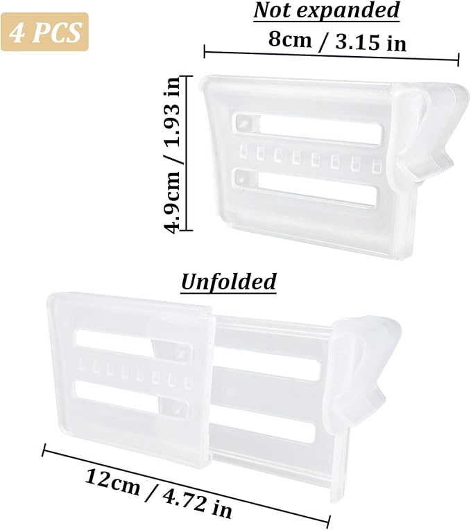 Andiker Kitchen Refrigerator Dividers 8 PCS, Adjustable Dresser Drawer Fridge Seperators Plastic Organizer Dividers for Home Kitchen Bedroom Office (transparent)