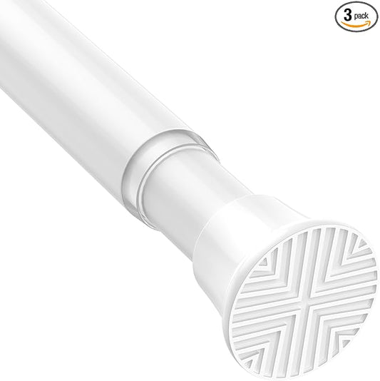 MEXAU White Tension Curtain Rods 23 to 46 Inch,Spring Loaded Curtain Rods No Drilling,Small Tension Rod for Windows Door Closet,Pressure Rod