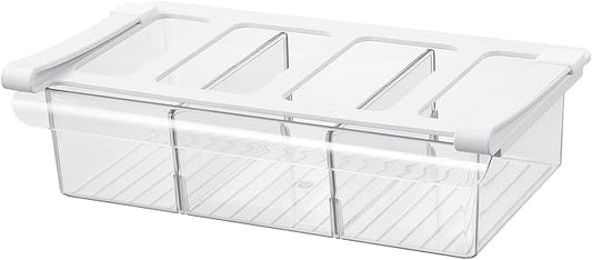 Bronkeeper Pull-Out Fridge Drawer Organizer - Under Shelf Storage Bins for Refrigerator Organization for Fruits Vegetables, Cheese & Deli (Tall & Wide with dividers)