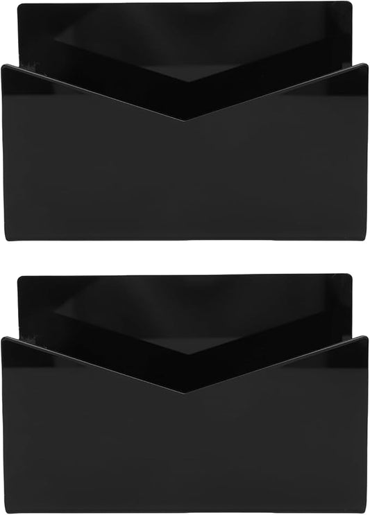 Sorandy 2 Pack Acrylic Mail Organizer, Mail Holder Stand, Vertical File Folder, Letter Sorter Desk Envelope Rack, for Home Office School Envelope Bill Filling Paper Document (Black)