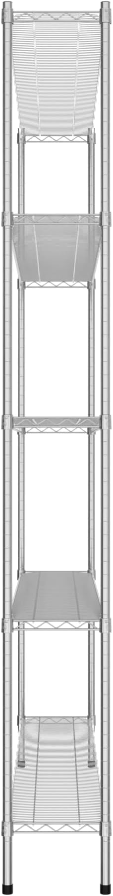 Commercial NSF Listed Chrome Stationary Wire Shelving Kit 12" x 72" x 96", with 5 Shelves Perfect for Warehouse, Walk-in Refrigerator, Freezer, Grocery Store, Restaurant, Dishroom