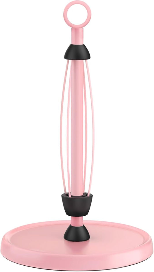 Pink Paper Towel Holder Countertop, Pink Kitchen Accessories Decor, One-Handed Tear, Stainless Steel, Weighted Base, Ring Paper Towel Holder Stand with Ratchet System for Kitchen Farmhouse Essentials
