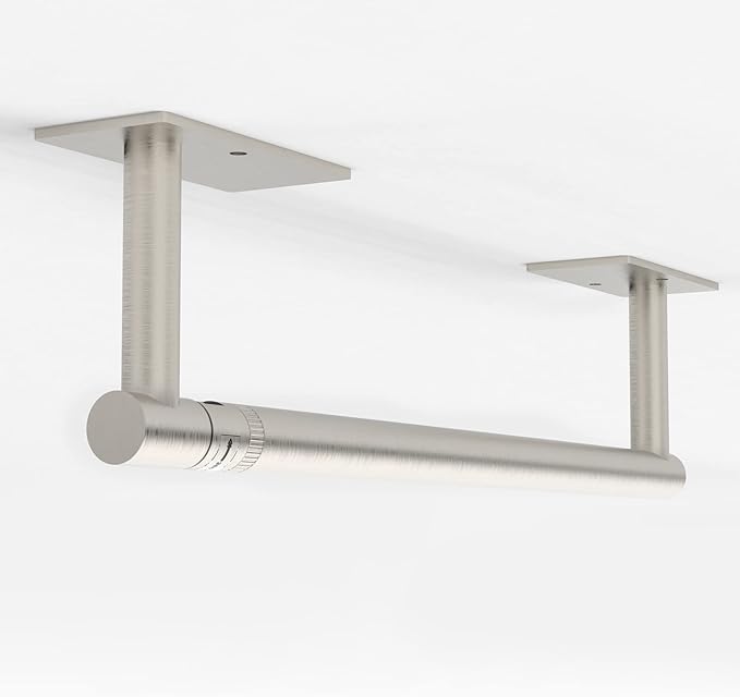 RUACQ Paper Towel Holder Under Cabinet, Wall Mounted or Adhesive Stainless Steel Paper Towel Holder,Square Base Paper Towel Rack for Kitchen, RV, Bathroom (Brushed Nickel)