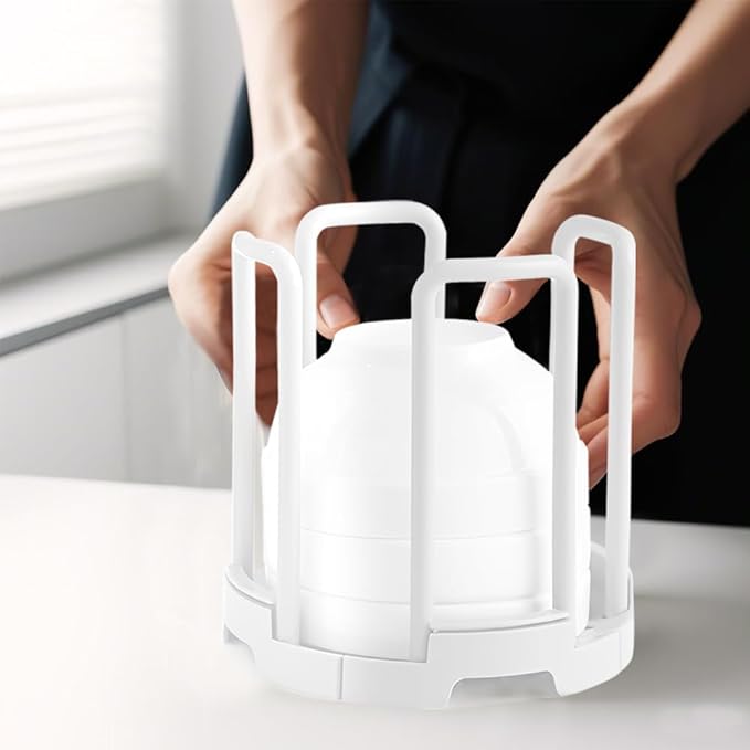 2 Pcs Bowl Rack for Kitchen Cutlery, Retractable Plastic Dish Rack, White Removable Plate Holders Drain Rack, Reusable Multifunctional Plate Organizer for Stacking Bowls and Small Plates