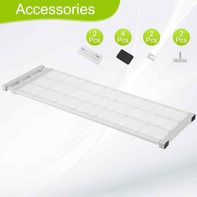 HARFINGTON Expandable Closet Tension Shelf 28.74" to 49.21" Adjustable Closet Organizer 2.4" x 9.45" Flower Pattern Storage Rack for Wardrobe Cupboard Kitchen Bedroom