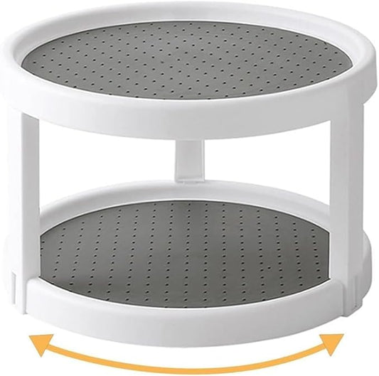 Lazy Susan Organizer, 2 Tier Non Skid Spice Rack Turntable,10-Inch 360 Degree Rotating Seasoning Organizer, for Pantry Cabinet, Kitchen, Countertop, Vanity Display Stand