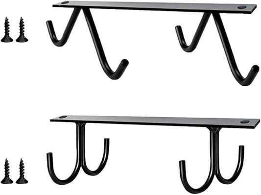 2 Set Under Cabinet Coffee Mug Holder Rack with Hooks Space-Saving Iron Cup Organizer for Kitchen Storage Draining Design for Clean Glass Cup Hanging and Multi-Purpose Use