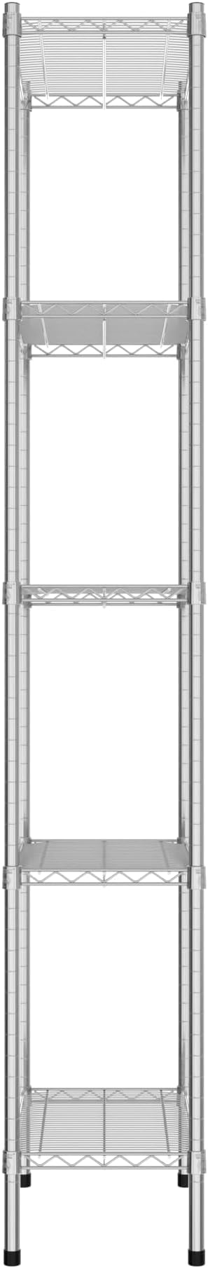 Commercial NSF Listed Chrome Stationary Wire Shelving Kit 14" x 24" x 86", with 5 Shelves Perfect for Warehouse, Walk-in Refrigerator, Freezer, Grocery Store, Restaurant, Dishroom