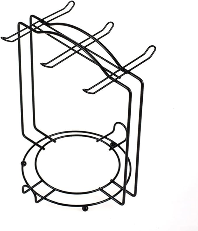 Stainless Steel Coffee Cup and Plate Storage Rack Holder for Kitchen, Dining Table, and Cabinet with 6 Mug and 5 Plate Capacity, Black