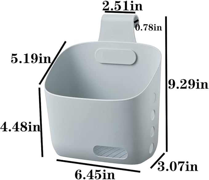 LeleCAT Plastic Hanging Basket Kitchen Storage organizer, Basket with Detachable hook, Hang it behind a door or on a railing, Over the Cabinet Door (Grey, Large-2 Pack)