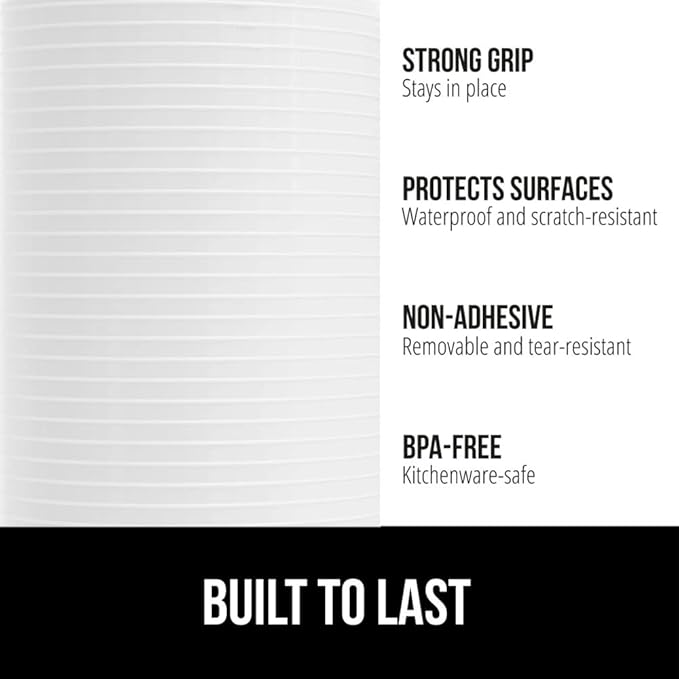 GORILLA GRIP DuraGuard Shelf Liner, Non-Adhesive Cabinet Liners for Kitchen Drawers, Shelves, Refrigerator, Pantry Storage, Bathroom Closet, Durable Waterproof BPA Free Ribbed Plastic, 20x10 White
