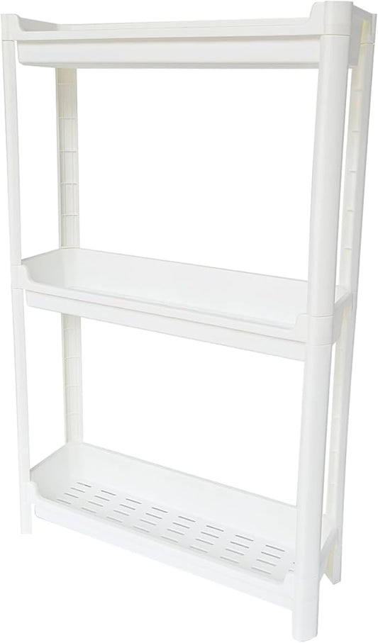 Slim Rolling Storage Cart with Wheels, Narrow Bathroom Cabinet Organizer for Small Spaces,Thin Shelf Unit,Kitchen,White (3 Tier)