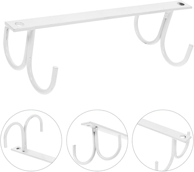 Cabinet Mug Hooks Rack, White Iron Kitchen Rack with 4 Hooks, Space-Saving Cupboard Holder and Utensil Organizer for Kitchen Storage