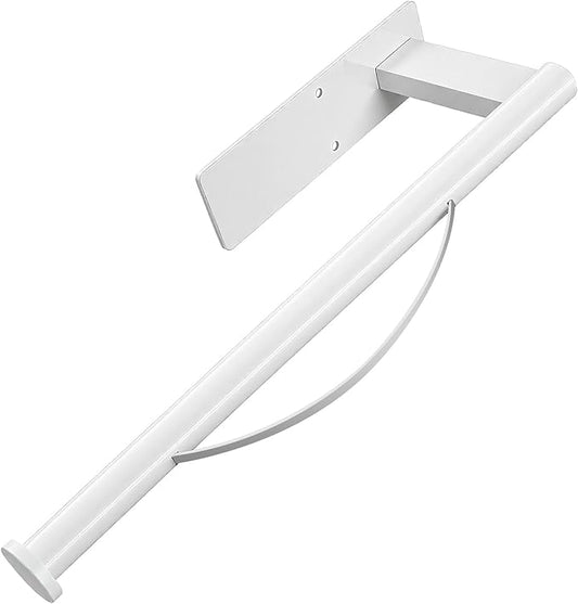 Paper Towel Holder Under Cabinet, Single Hand Operable Tearing Off Paper Towels with Damping Effect, Both Available in Adhesive and Screws, Stainless Steel (White)
