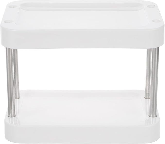 Tabletop Spice Rack Organizer with 3-Tier Storage, White Plastic Kitchen Countertop Shelf for Salt Jar and Condiment Bottle Holder, Home Kitchen Counter Storage Solution