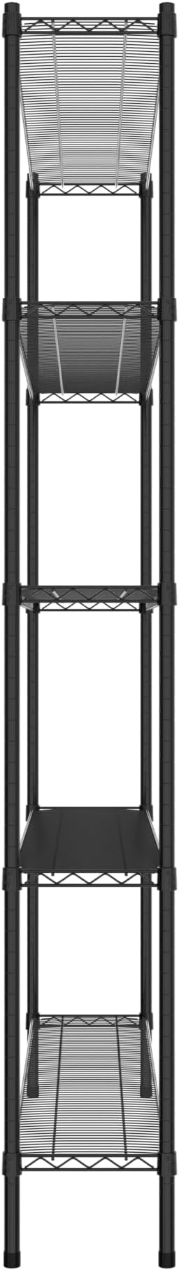 Commercial NSF Listed Black Epoxy Stationary Wire Shelving Kit 12" x 60" x 86", with 5 Shelves Perfect for Warehouse, Walk-in Refrigerator, Freezer, Grocery Store, Restaurant, Dishroom