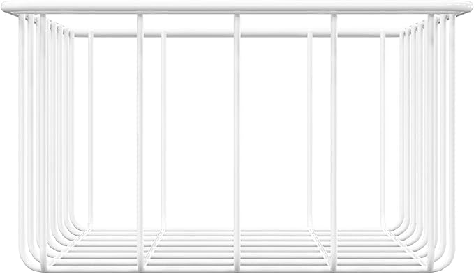 lonpute 17.5'' Chest Freezer Organizer Basket, Sturdy Metal Wire Pantry Freezer Baskets, Deep Freezer Basket Storage Rack Bins, White, Set of 2