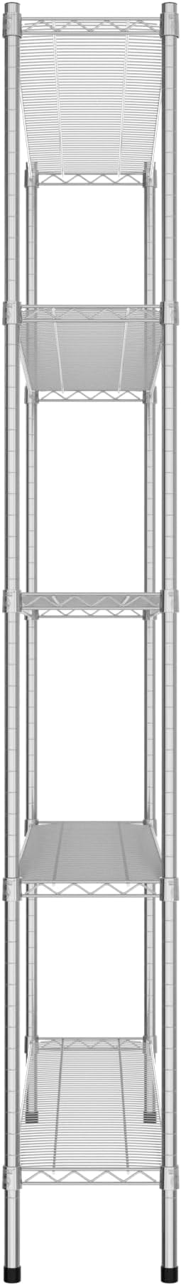 Commercial NSF Listed Chrome Stationary Wire Shelving Kit 12" x 54" x 86", with 5 Shelves Perfect for Warehouse, Walk-in Refrigerator, Freezer, Grocery Store, Restaurant, Dishroom