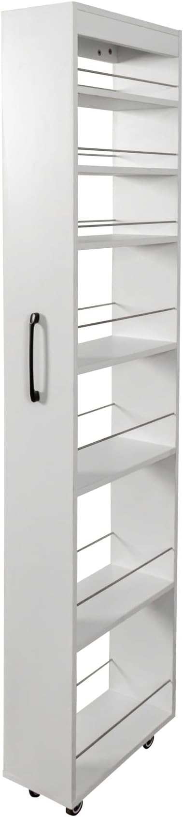 KEIKI 7 Tier Pull-Out Kitchen Pantry Storage Cabinet, Multi-Tier Single-Sided Open Shelf, Spice Rack Next to Fridge, Wood Hutch Food Pantries Cupboard for Coffee Bar, Dining Room, Narrow Spaces