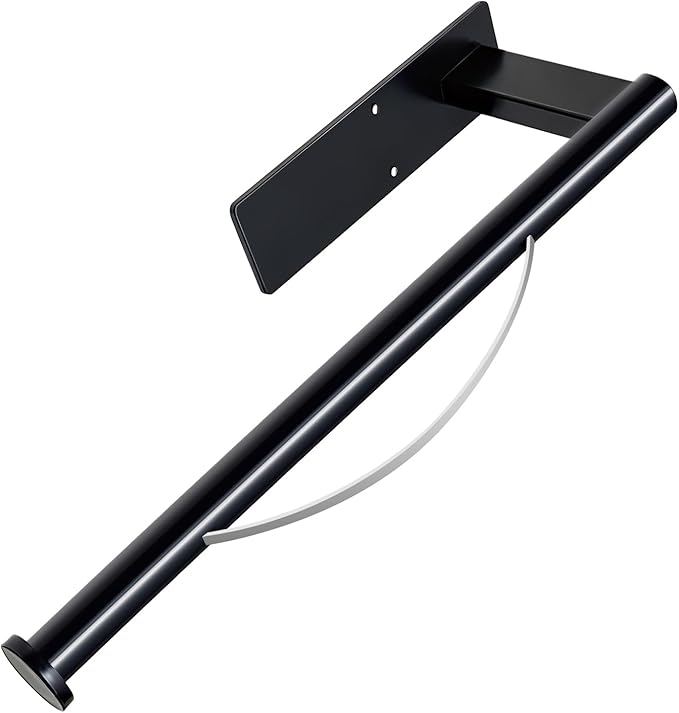 Paper Towel Holder Under Cabinet, Single Hand Operable Tearing Off Paper Towels with Damping Effect, Both Available in Adhesive and Screws, Stainless Steel (Black)