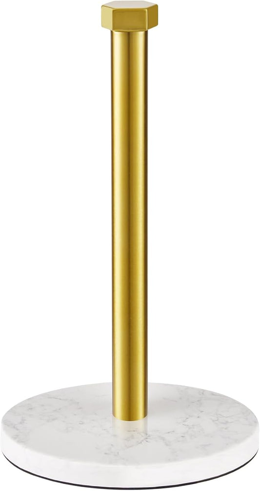 Paper Towel Holder, Kitchen Paper Towels Holder Stand, Stainless Steel Paper Towel Holder -High-Grade Marble Weighted Base, Non-Slip Protect The countertop -Brushed Gold