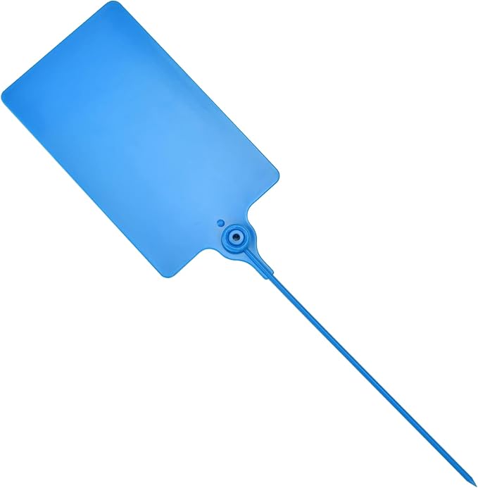 LeadSeals 100 Plastic Shipping Tags - Waterproof, Writable, Hanging Tags with One Marker Pen (Navy Blue)