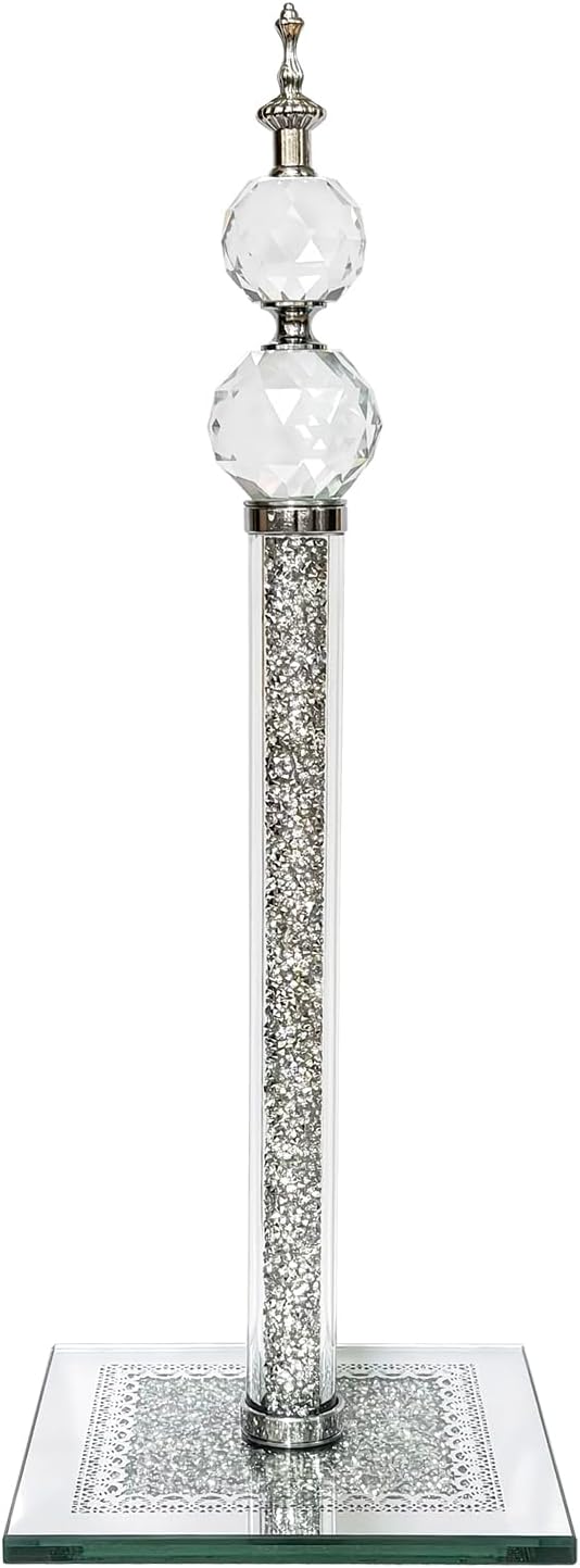 Crushed Diamond Paper Towel Holder Stand Crystal Paper Towel Holder Countertop Bling Kitchen Decor (Silver A)