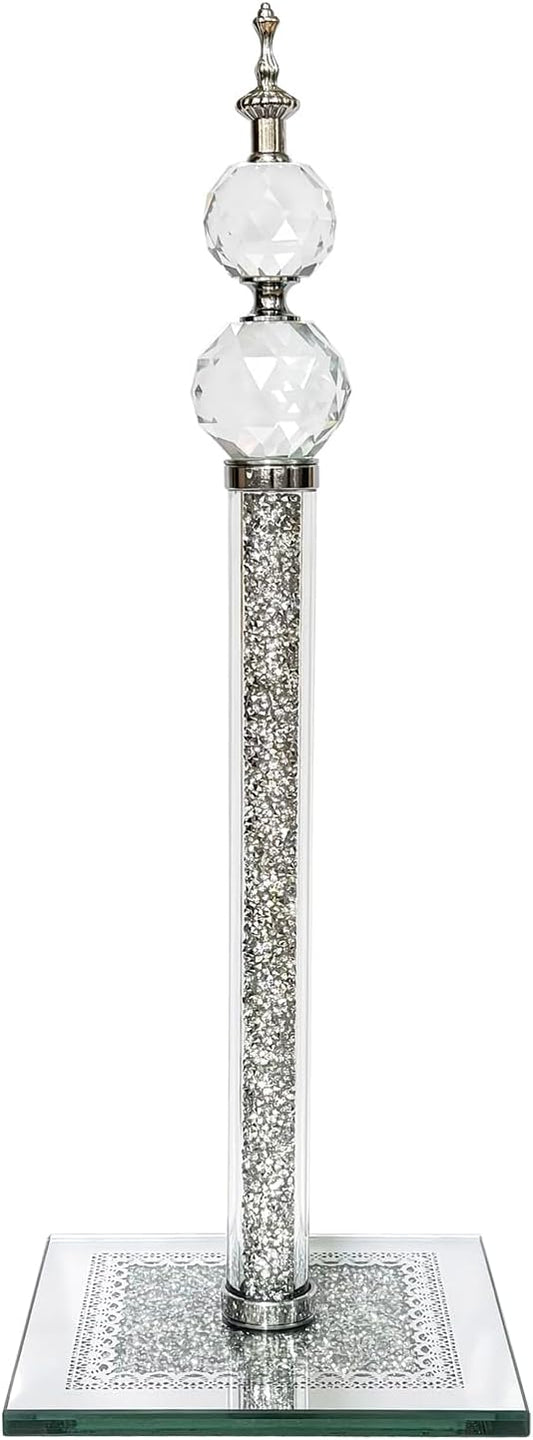 Crushed Diamond Paper Towel Holder Stand Crystal Paper Towel Holder Countertop Bling Kitchen Decor (Silver A)