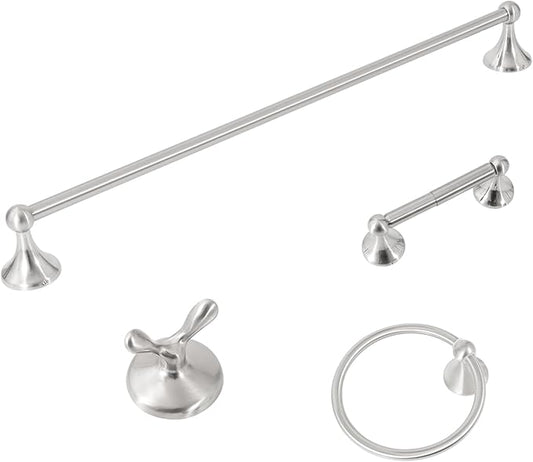 4 Piece Bathroom Hand Towel Holder Set, Adjustable Towel Racks for Bathroom Wall Mounted, Stainless Steel Brushed Nickel Towels Bar, 24 Inch Bath Room Accessories Set