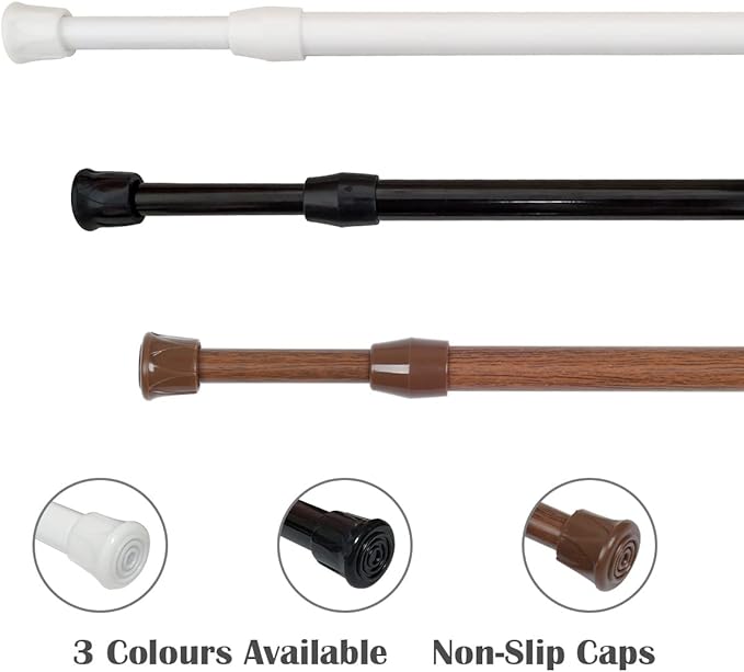 KXLIFE 2 Pack Small Spring Tension Curtain Rod 12 to 20 Inch, Thin Tension Rod No Drill for Window Cupboard Closet, White