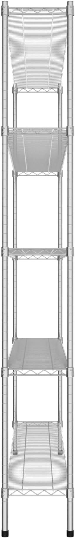 Commercial NSF Listed Chrome Stationary Wire Shelving Kit 12" x 72" x 86", with 5 Shelves Perfect for Warehouse, Walk-in Refrigerator, Freezer, Grocery Store, Restaurant, Dishroom