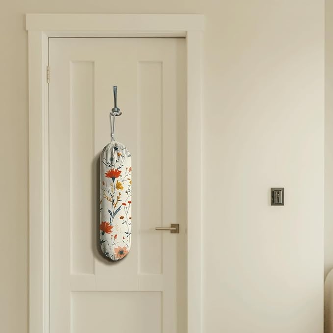 Aesthetic Floral Bag Holder, Wall Mount Plastic Bags Storage Container Dispensers, Kitchen Essentials, Kitchen Housewarming Gifts for Women Family Friends Grandma Mom