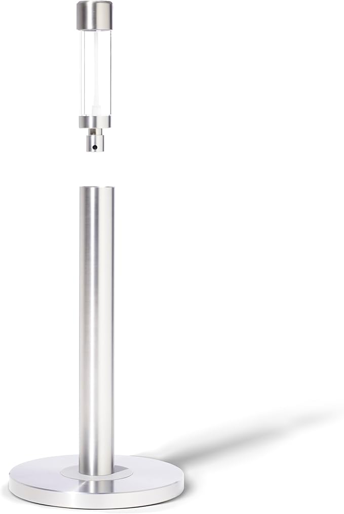 Curio Home Goods Obscura Paper Towel Holder plus Spray Bottle, Stainless Steel, Silver