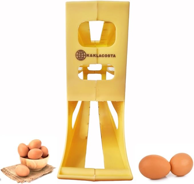 K&KLACOSTA 4 Tier Egg Tray, Automatic Egg Rolling Dispenser Rack for Storing Organizing Distributing and Rolling Eggs in Refrigerator Stackable, in Kitchens, Cabinets, Dining Tables Yellow