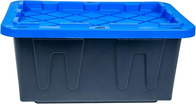 American Lifting 17-Gallon Storage Containers - Tough with Lids Durable Stackable - Keep Your Belongings Safe and Organized - (4 Pack - Blue)