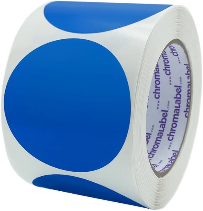 ChromaLabel 3 Inch Round Colored Stickers, Removable Sticky Dots Color Coding Labels, Ideal Dot Stickers for Office and School Projects - 500 Sticker Dots per Roll, Dark Blue Sticker