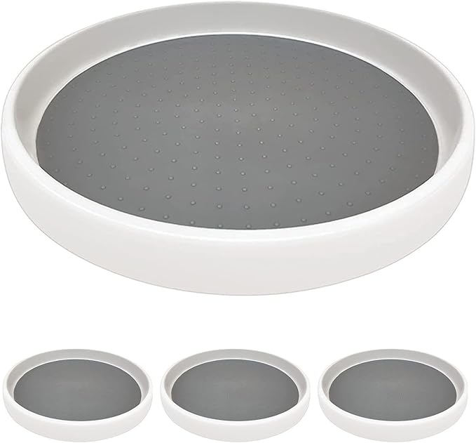 4 Pack Lazy Susan Organizer Turntable 10 Inch – 360° Rotating Non-Skid Spice Rack for Kitchen Cabinet, Pantry, Refrigerator, Countertop, Bathroom, Makeup & Medicine Storage
