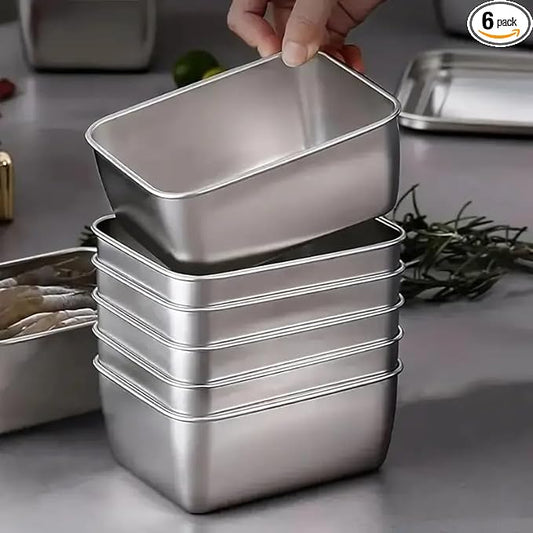 Souso 6pcs Stainless Steel Stacking Food Containers with Lids, Reusable Snack & Prep Containers for Office, sp-00018