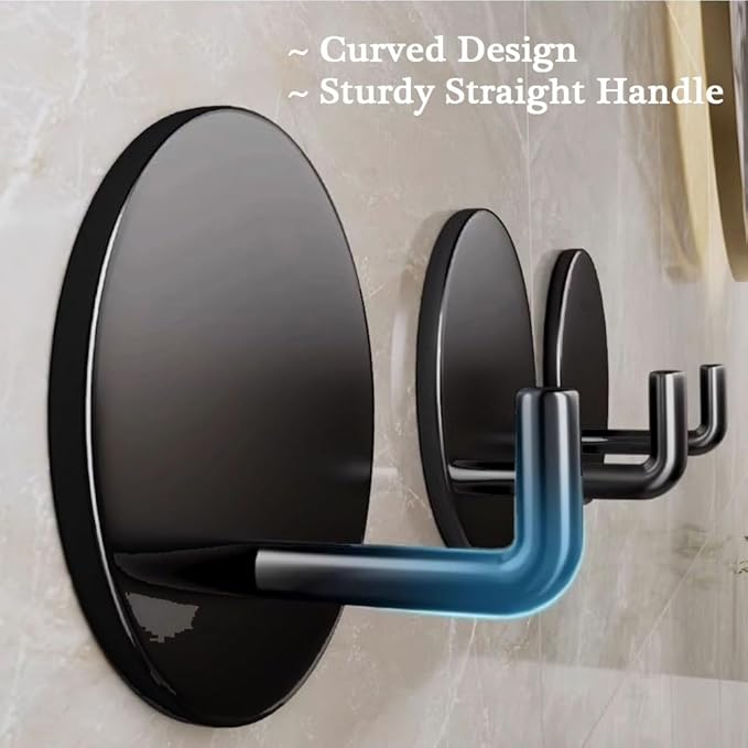 EDMILE 8 Pack Adhesive Towel Hooks for Bathroom, Stick on Hooks Bathroom Kitchen for Walls No Damage, Sticky Hook for Hanging Coat Robe, Black