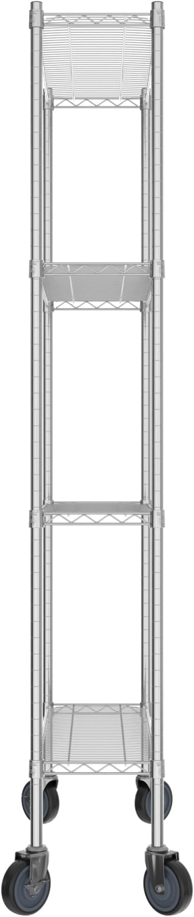 Commercial NSF Listed Chrome Mobile Wire Shelving Kit 12" x 36" x 80", with 4 Shelves Perfect for Warehouse, Walk-in Refrigerator, Freezer, Grocery Store, Restaurant, Dishroom